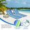 Costway 3-Piece Beach Lounge Chair Mat Set 2 Adjustable Lounge Chairs with Table Blue\Stripe